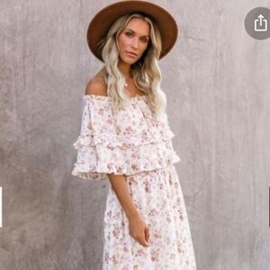 Off the Shoulder Chiffon Floral Dress